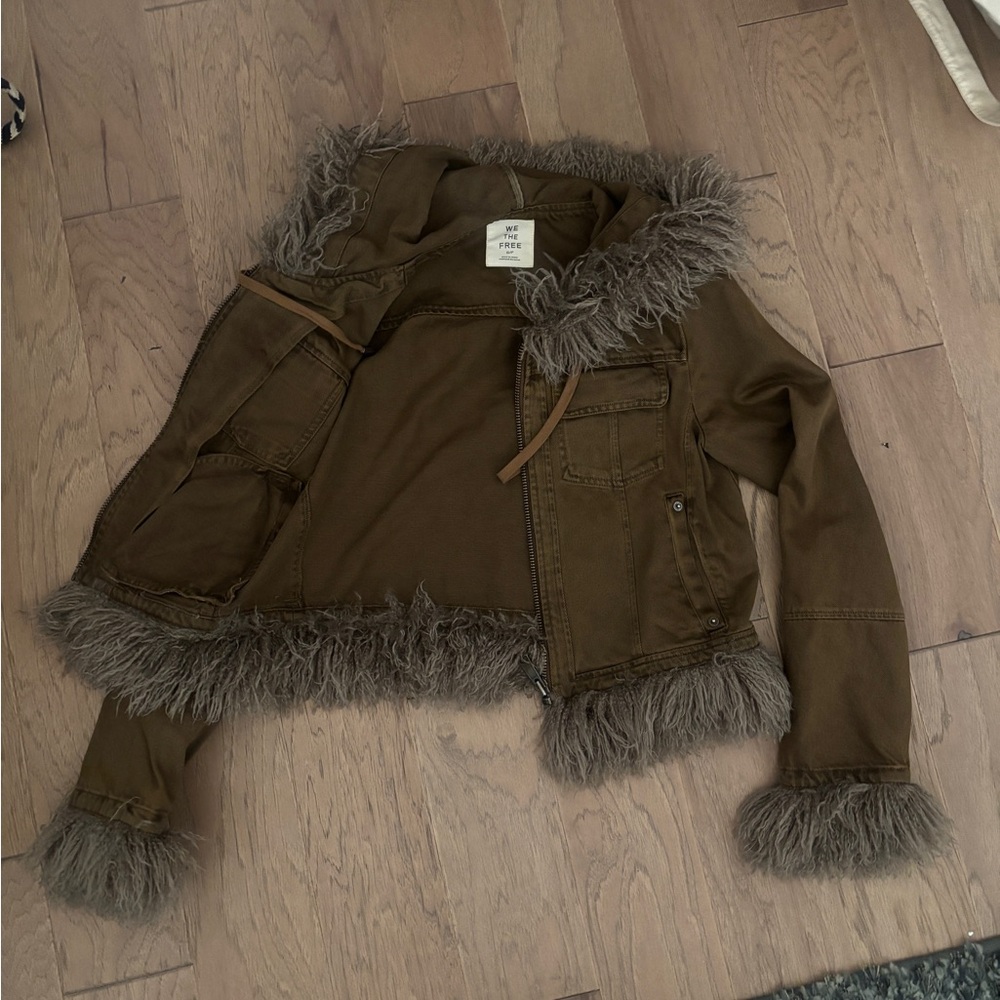 Free People Faux-Fur Trim Hooded Utility Jacket - - Picture 5 of 6